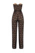Heart Neck Striped Wide Leg Overall With Lace Detail